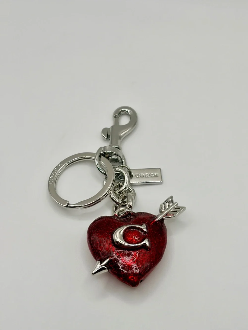 Trendy Red Heart Arrow Keychain Charm